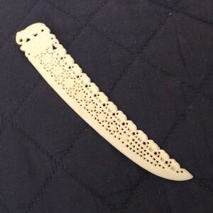 Vintage Celluloid Elephant Letter Opener Scrimshaw Style Ivory Color Bookmark